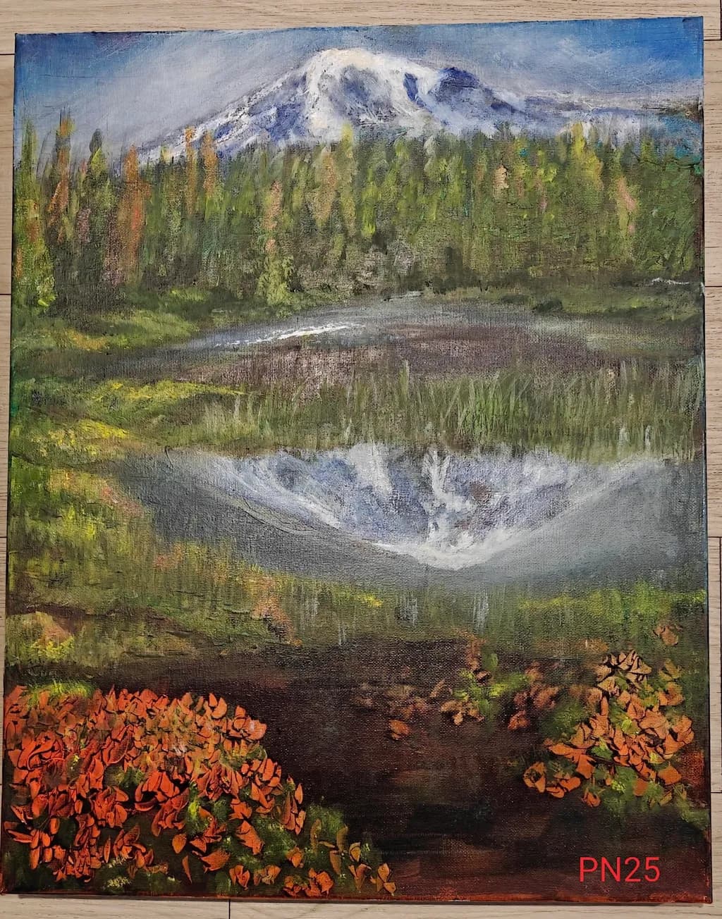 Serene Autumn Reflections: A Mountain Landscape in Nature's Embrace