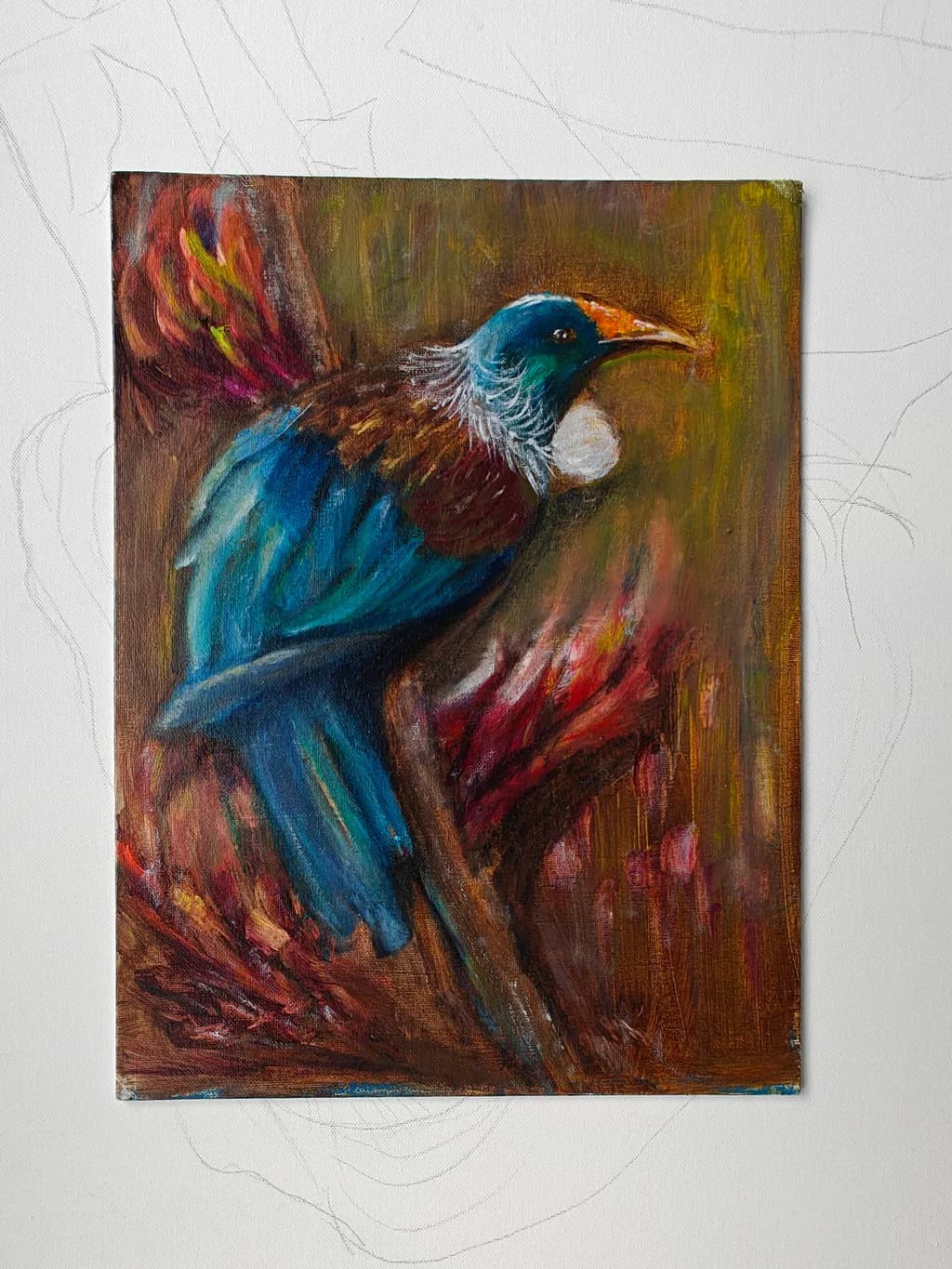 Vibrant Harmony: A Colorful Bird Amidst Nature's Embrace