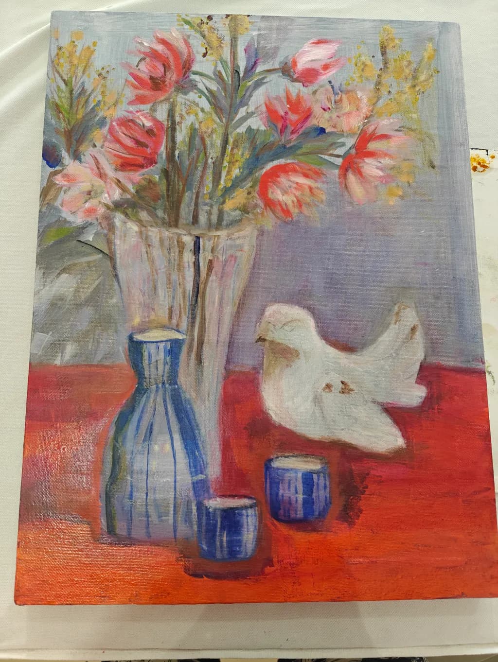 Whispers of Color: A Still-Life Symphony of Flowers and Ceramics