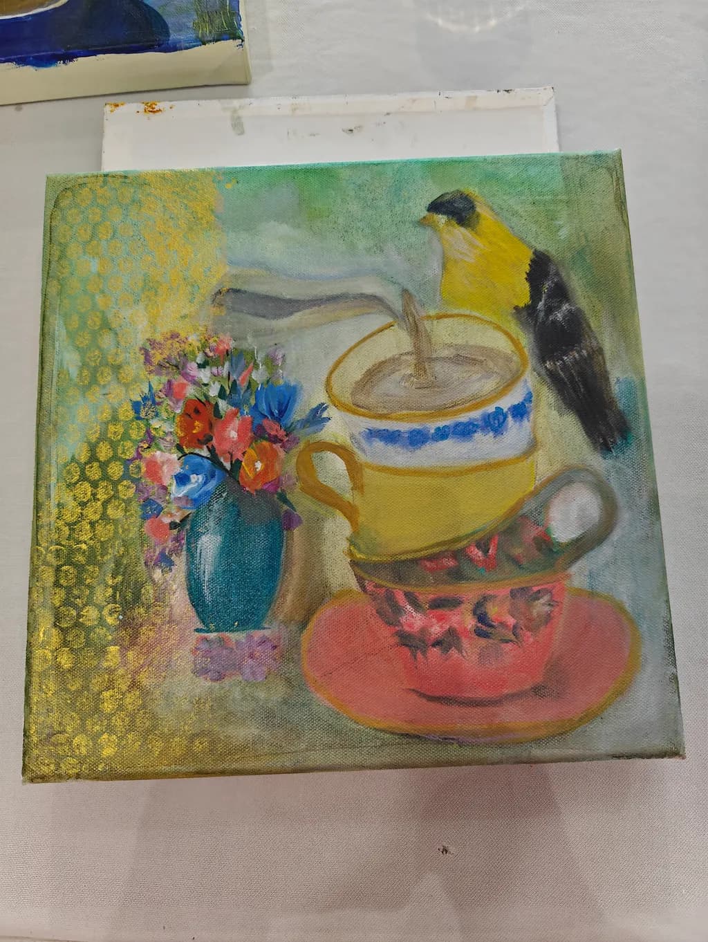 Whimsical Tea Time: A Colorful Harmony of Nature and Still Life