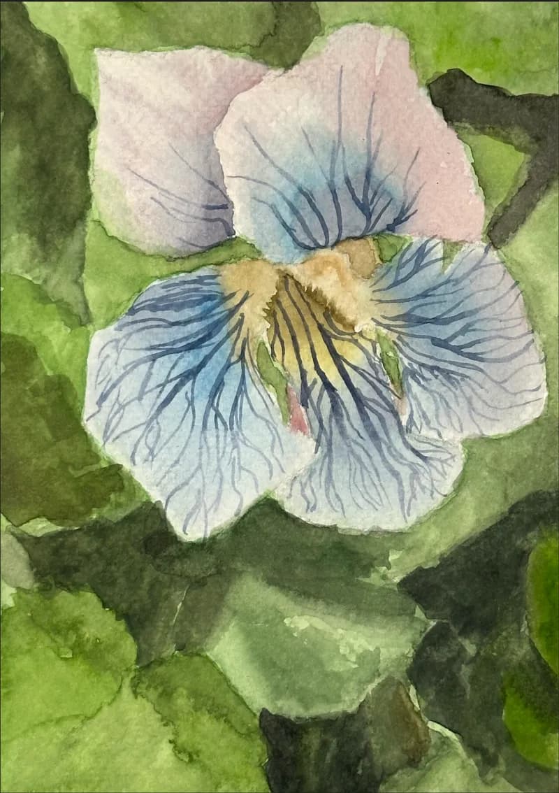 Whispers of Spring: A Delicate Watercolor Bloom Among Lush Greens