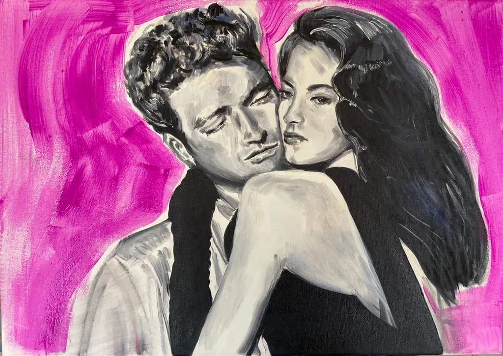 Eternal Embrace: A Passionate Dance in Shades of Black and Pink