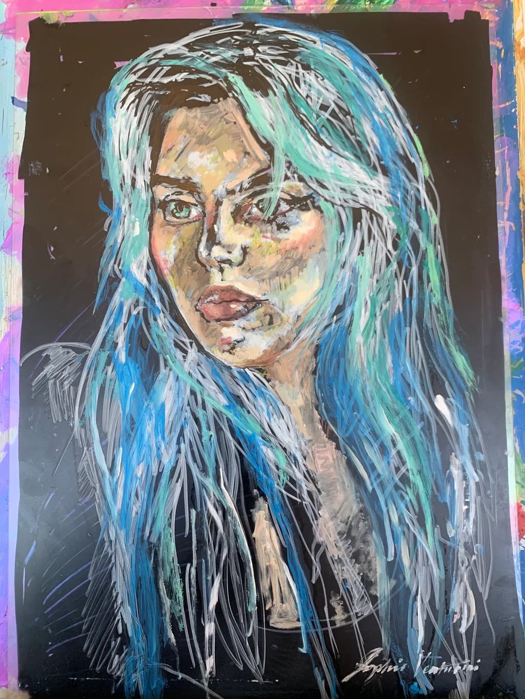 Vibrant Expressions: A Colorful Abstract Portrait of Emotion and Identity