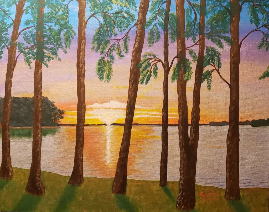 Whispers of Twilight: A Serene Sunset Through the Trees