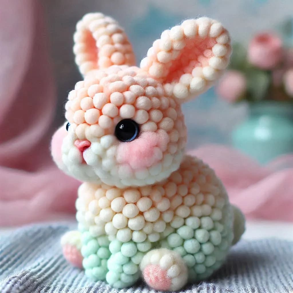 Whimsical Cotton Candy Bunny: A Soft and Adorable Plush Creation