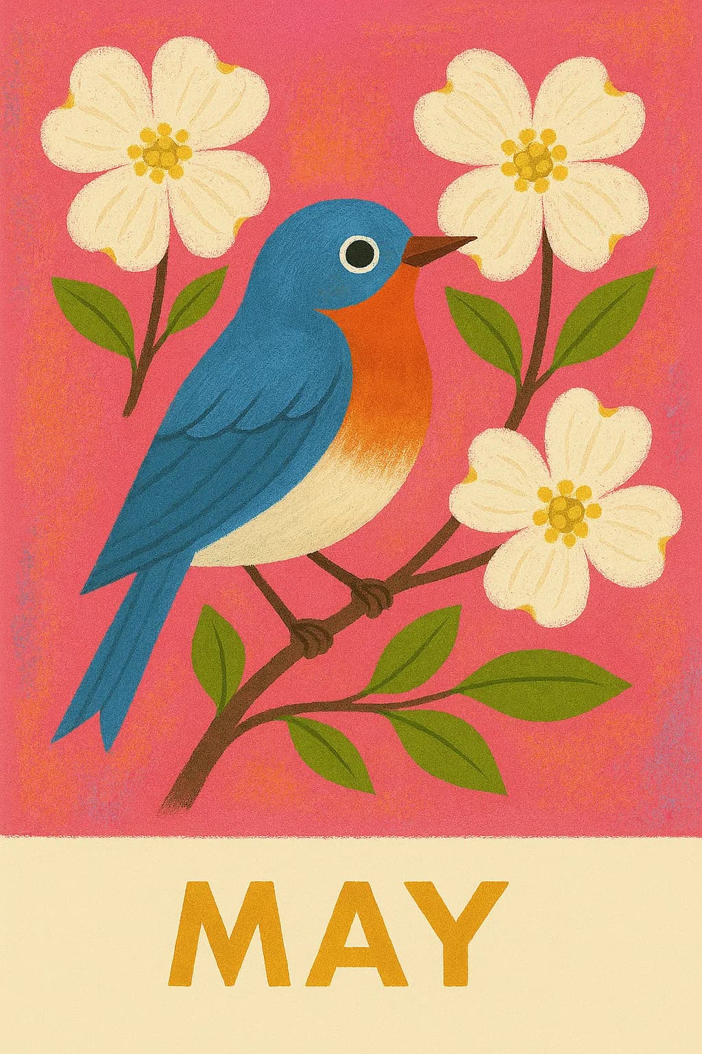 Whimsical Bluebird in Bloom: A Vibrant May Celebration