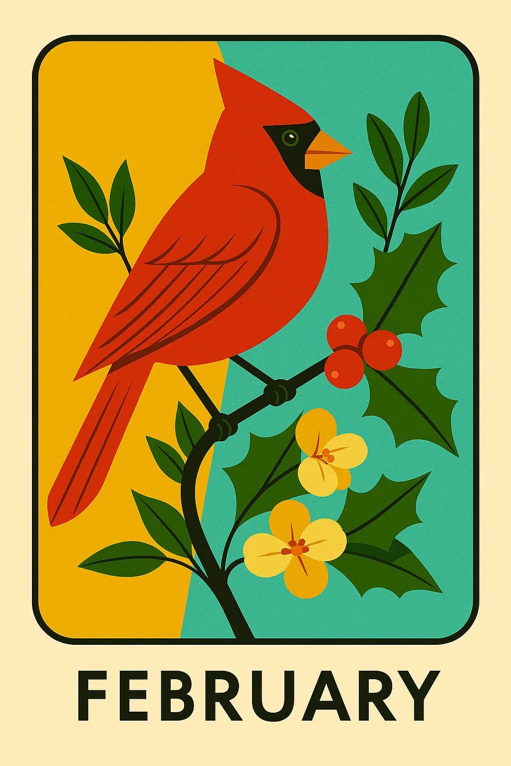 Cardinal in Bloom: A Vibrant Tribute to February's Nature