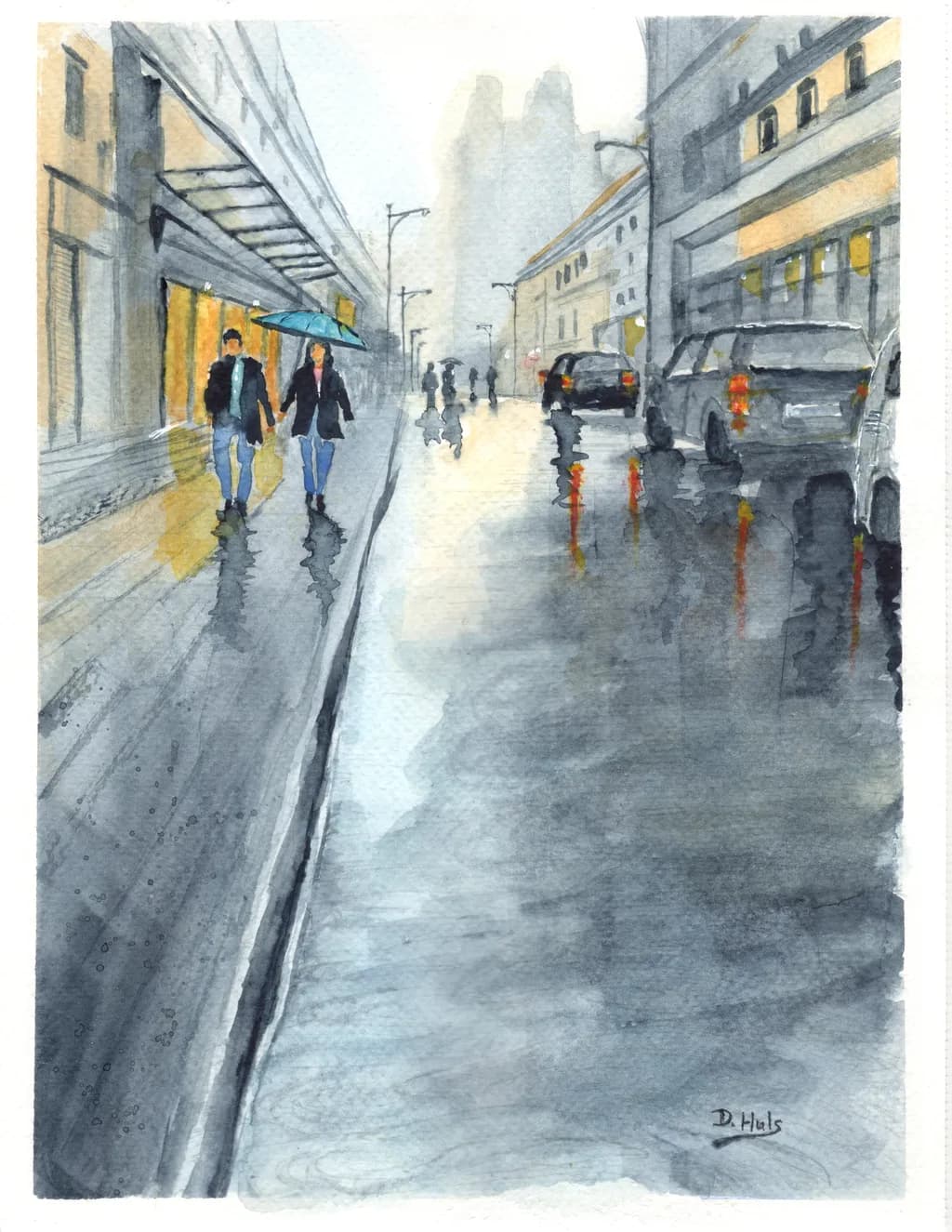 City Rain Streetscape