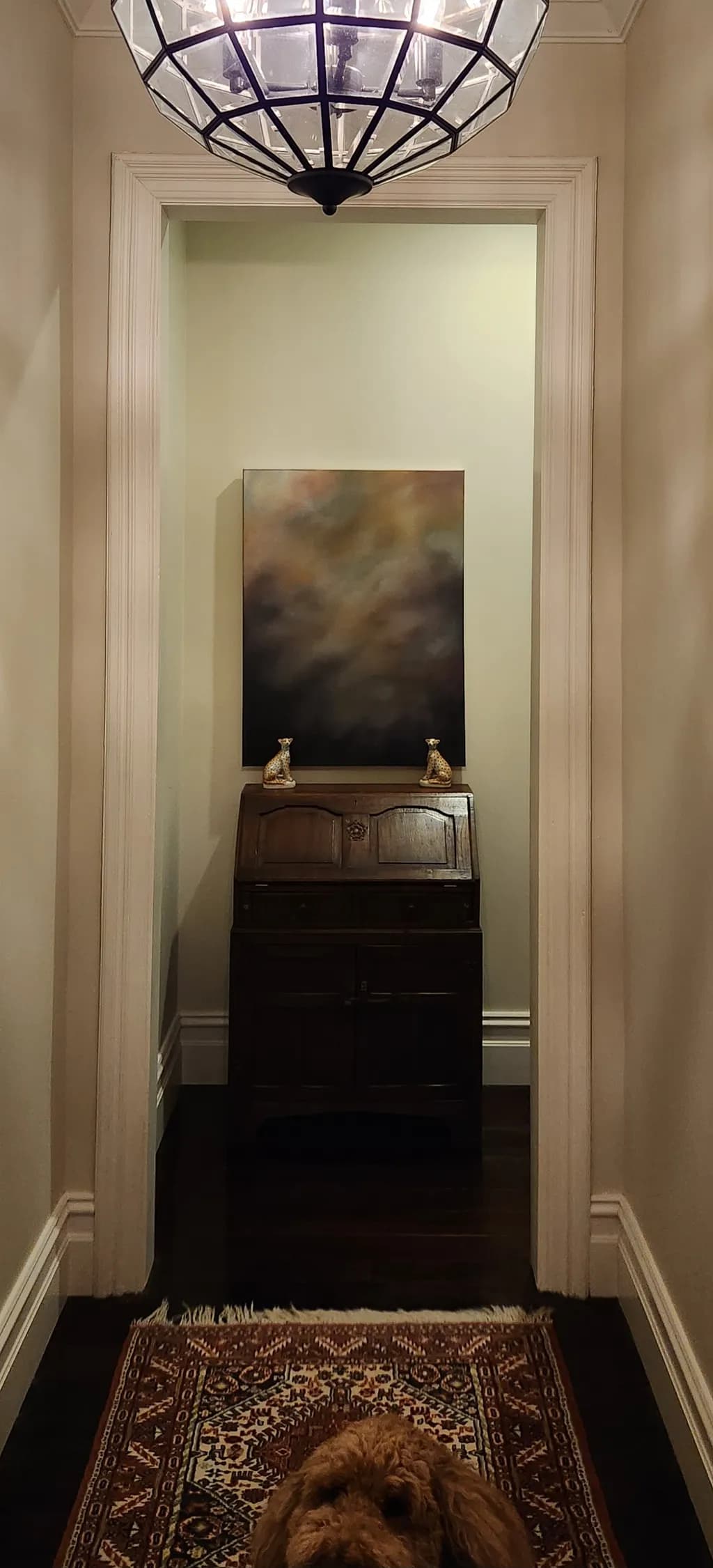 Whispers of Serenity: A Tranquil Journey Through Abstract Hues in Hallway Art