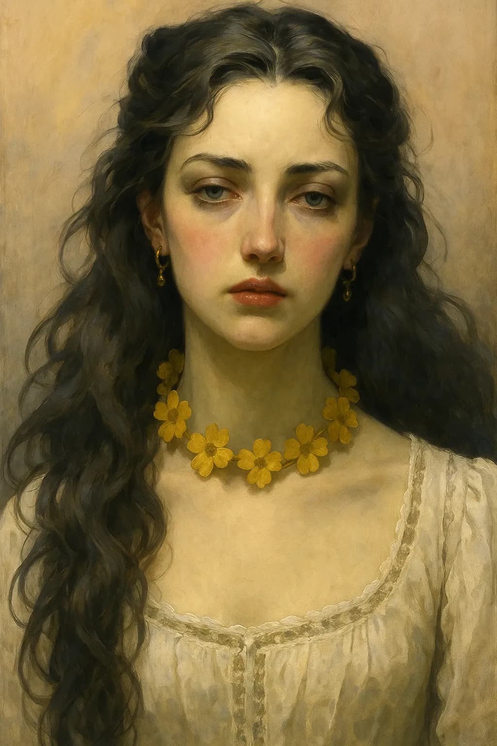 Whispers of Elegance: A Portrait of Timeless Beauty with Floral Adornments