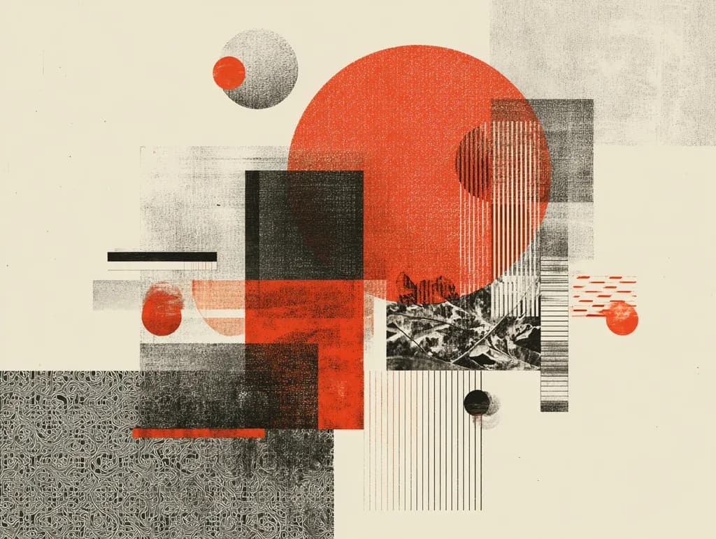 Vibrant Geometric Harmony: A Dance of Red and Black Textures