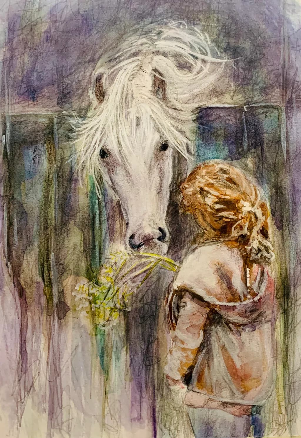 Whispers of Connection: A Child's Tender Moment with a Majestic Horse