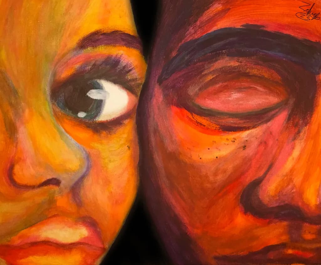 Dual Perspectives: A Vibrant Exploration of Identity and Emotion