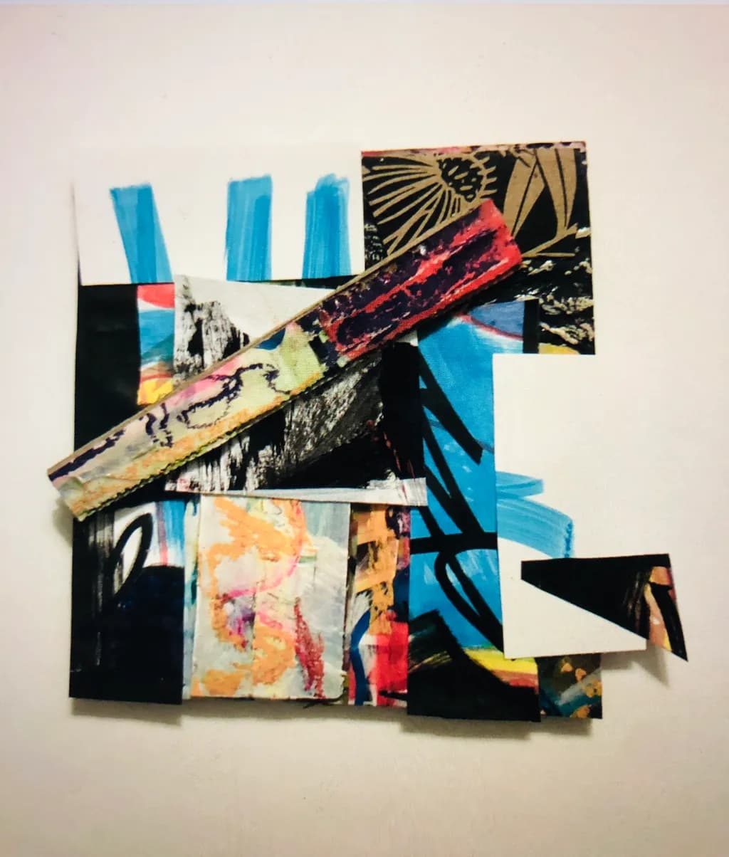 Vibrant Collage: A Dance of Color and Texture in Mixed Media Art