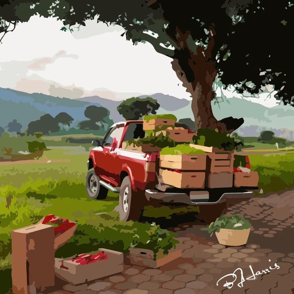 Harvest Harmony: A Vibrant Journey Through Nature's Bounty in a Rustic Landscape