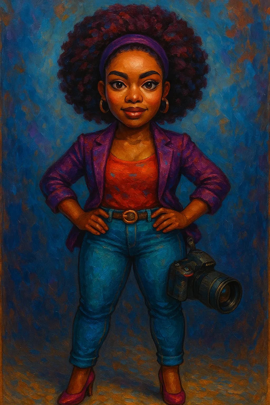 Empowered Vision: A Bold Portrait of a Creative Soul with Camera in Hand
