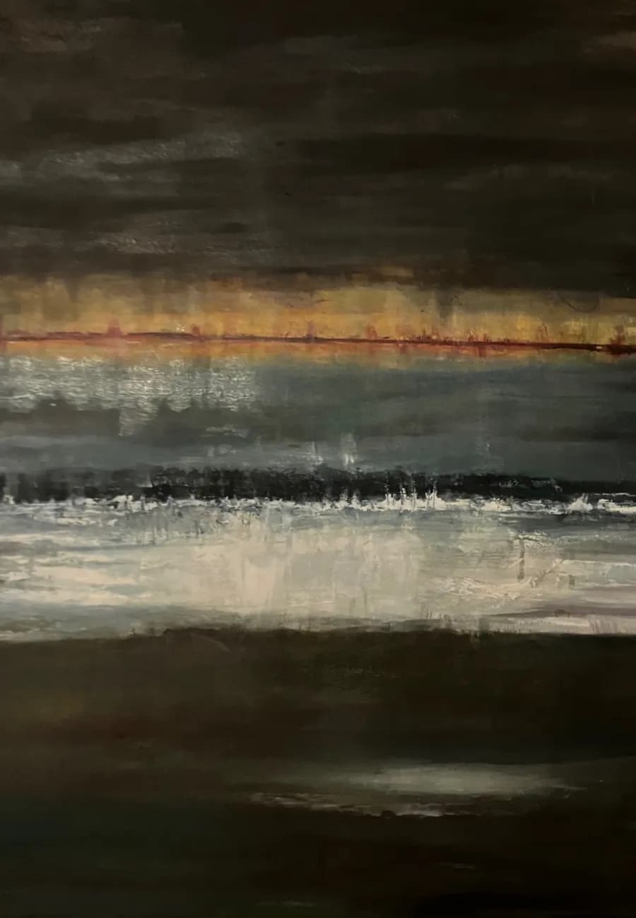 Whispers of the Serene Horizon: An Abstract Landscape of Texture and Contrast