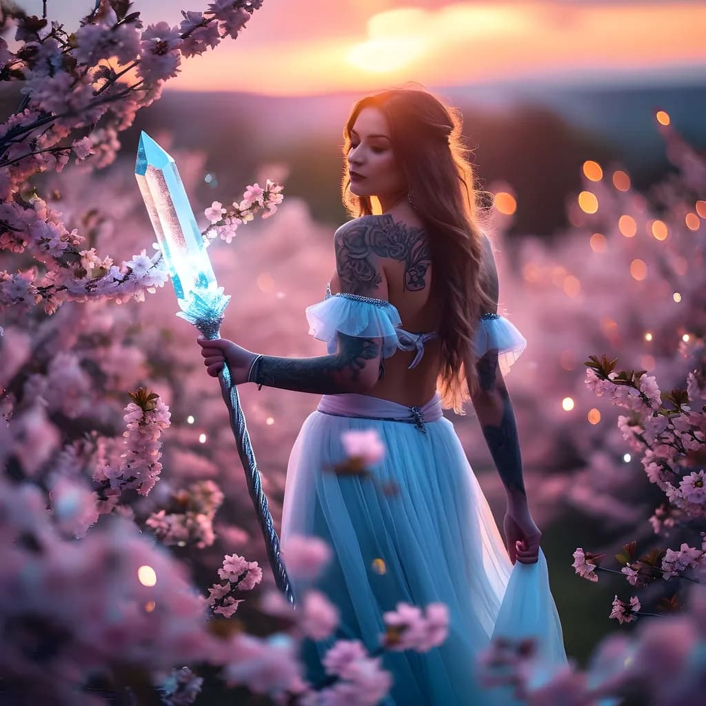 Embrace the Cosmic Cauldron: A Sacred Dance Among Blossoms and Light