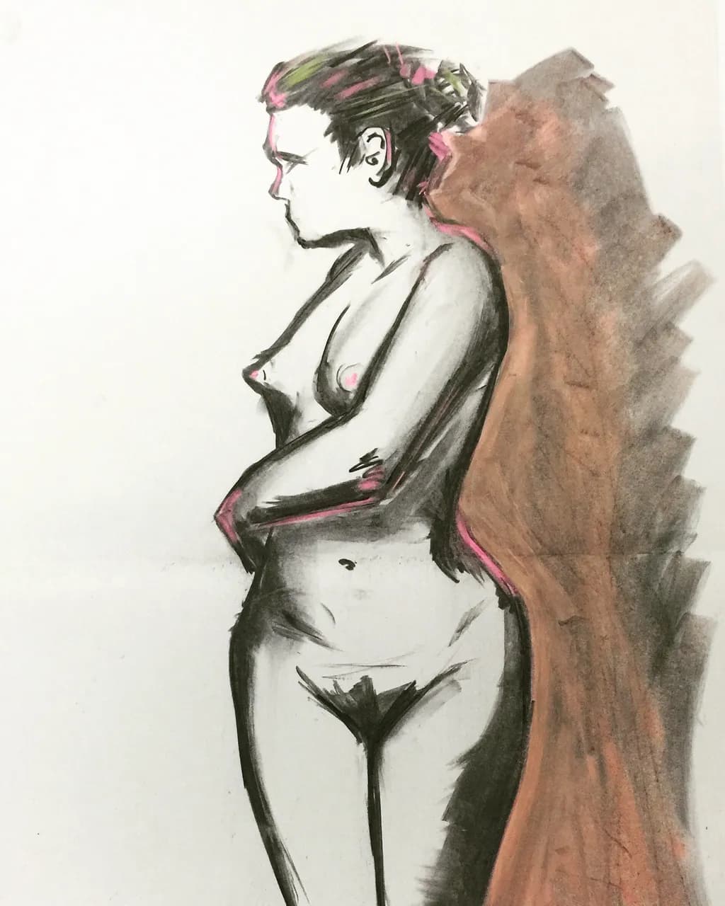 Ethereal Contemplation: A Study of Form and Emotion in Charcoal and Pastel