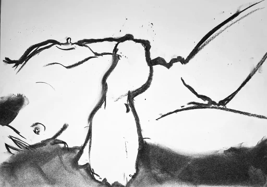 Ethereal Embrace: A Charcoal Study of the Human Form
