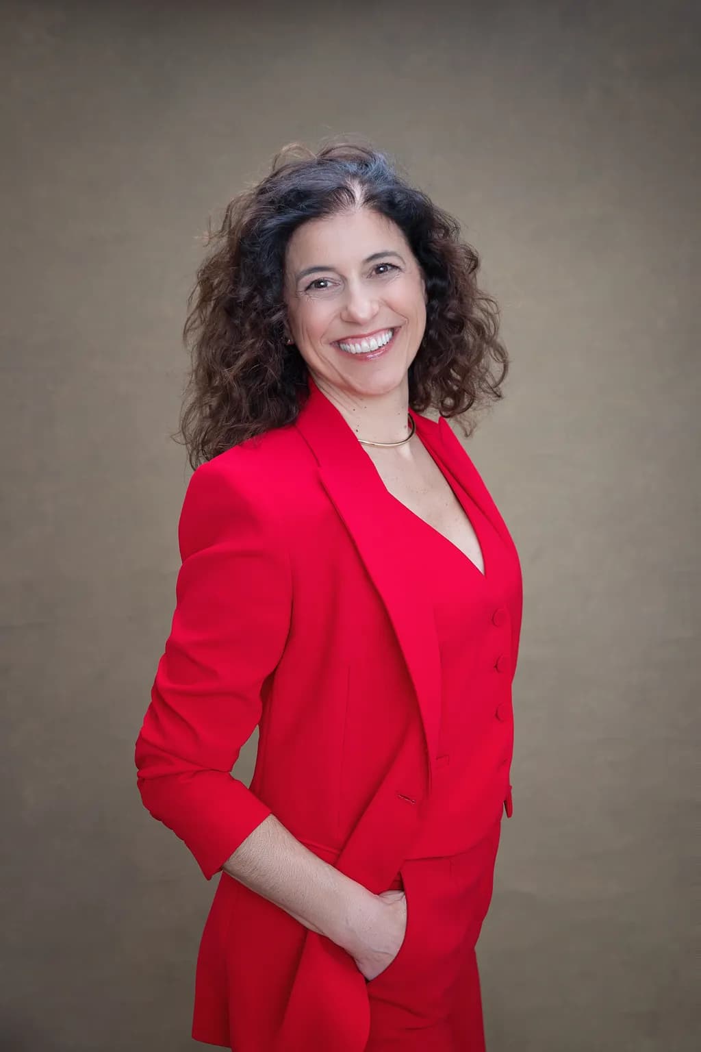 Radiant Confidence: A Portrait in Bold Red Elegance