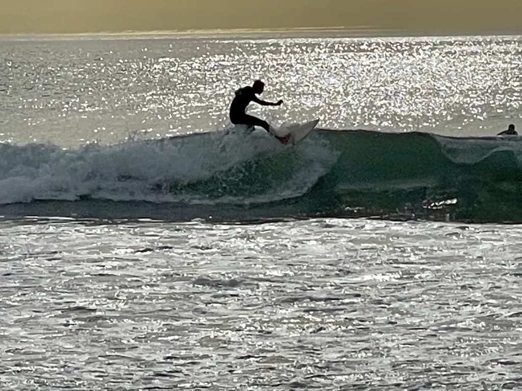 Riding the Silver Waves: A Surfer's Dance with the Ocean's Light