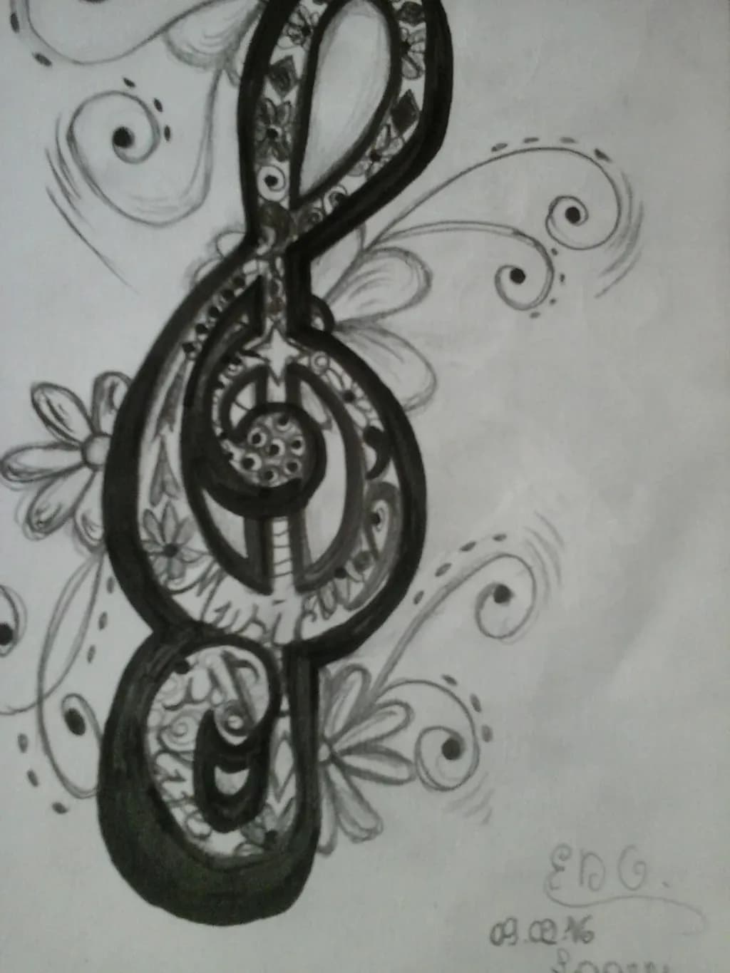 Melodic Whispers: An Intricate Dance of Treble and Floral Elegance