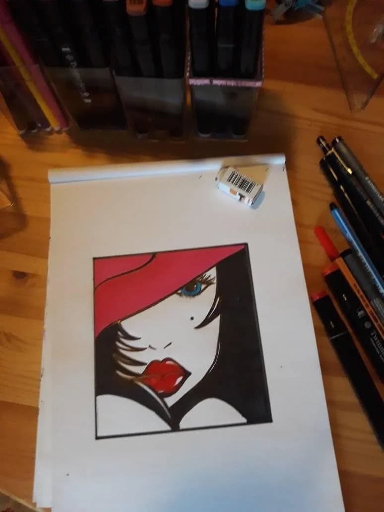 Vibrant Elegance: A Colorful Portrait of Mystery and Style