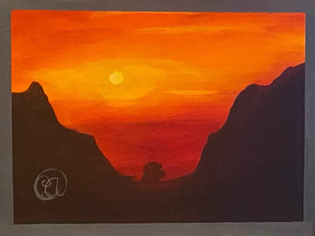 Serene Sunset: An Abstract Landscape of Orange and Contrast