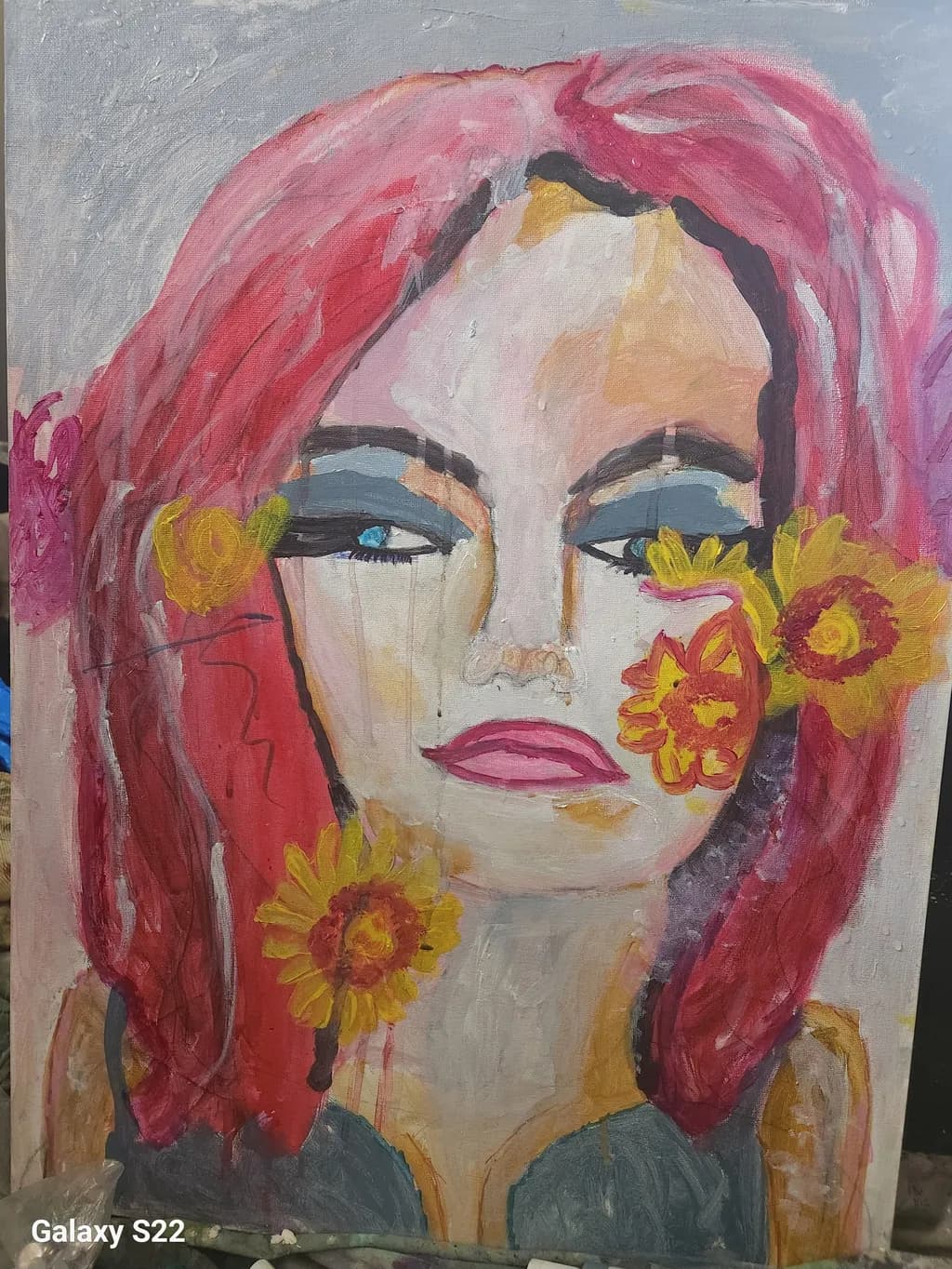 Vibrant Blossoms: An Abstract Portrait of Expression and Color