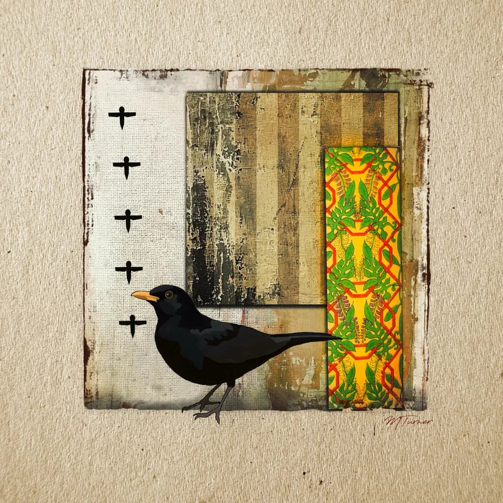 Whispers of Color: An Abstract Bird Collage Journey