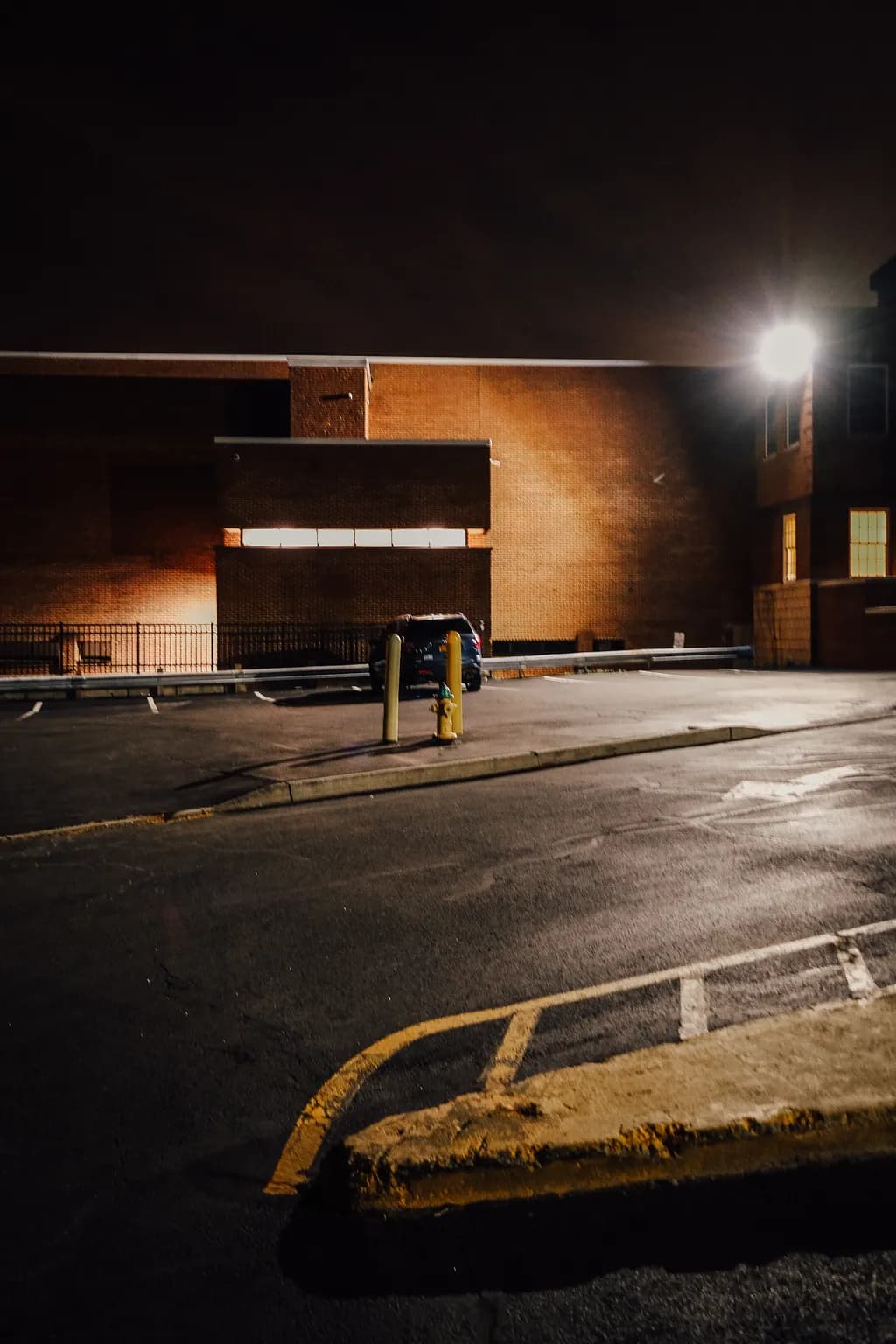 Urban Nightscape: Shadows and Light in an Empty Parking Lot