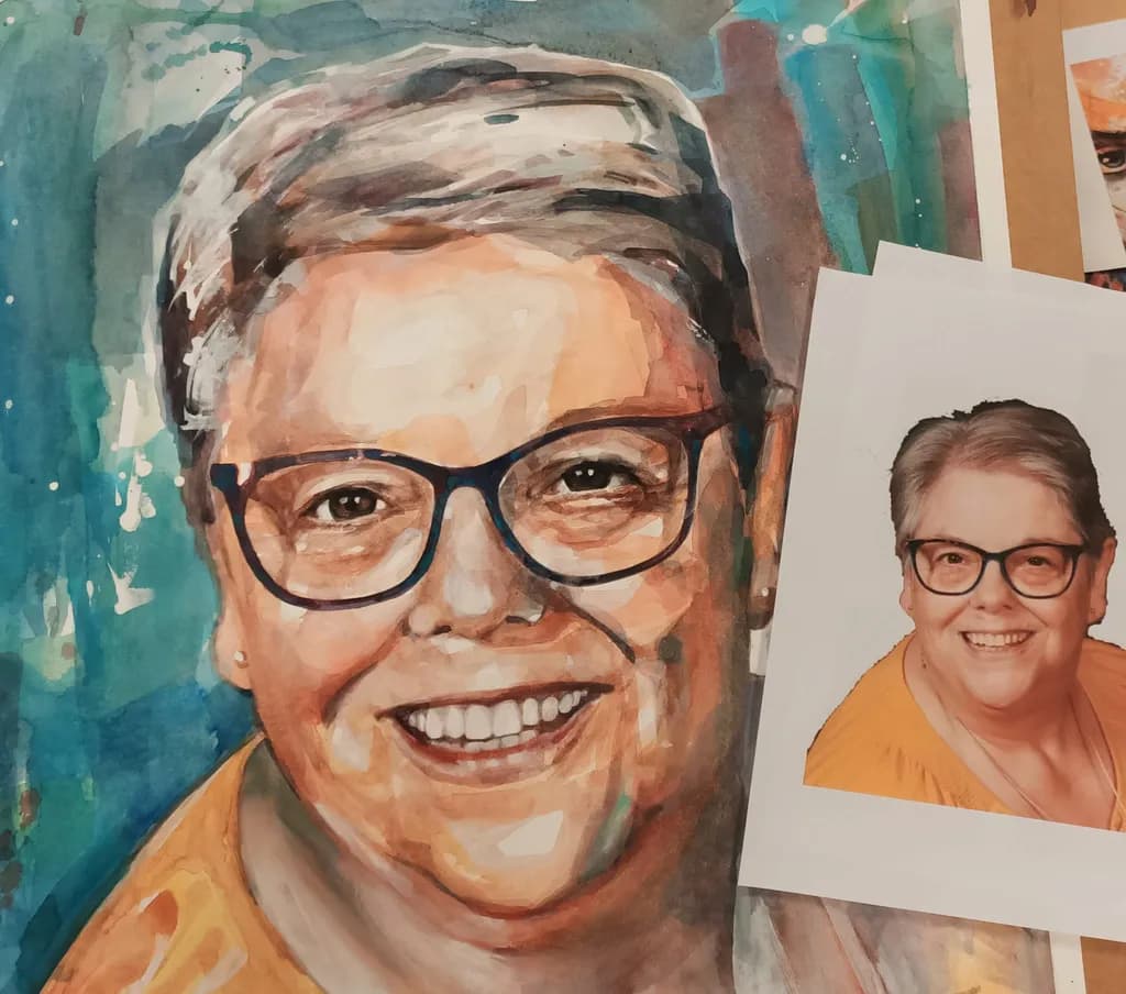 Radiant Smiles: A Watercolor Portrait of Joy and Warmth