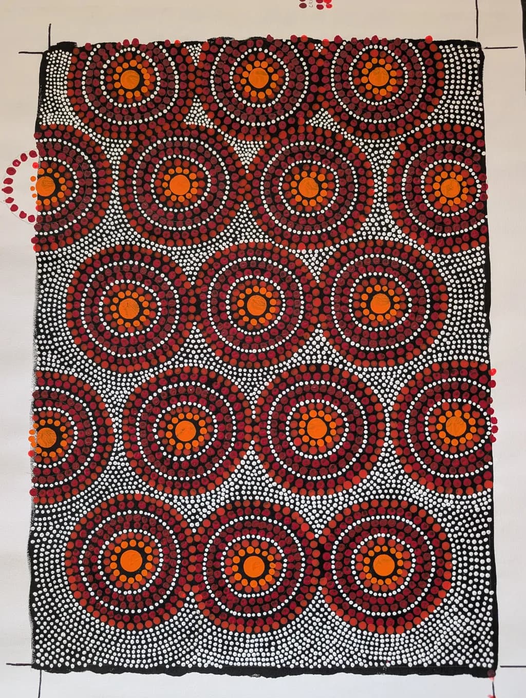 Vibrant Harmony: A Dance of Circular Patterns in Red and Orange