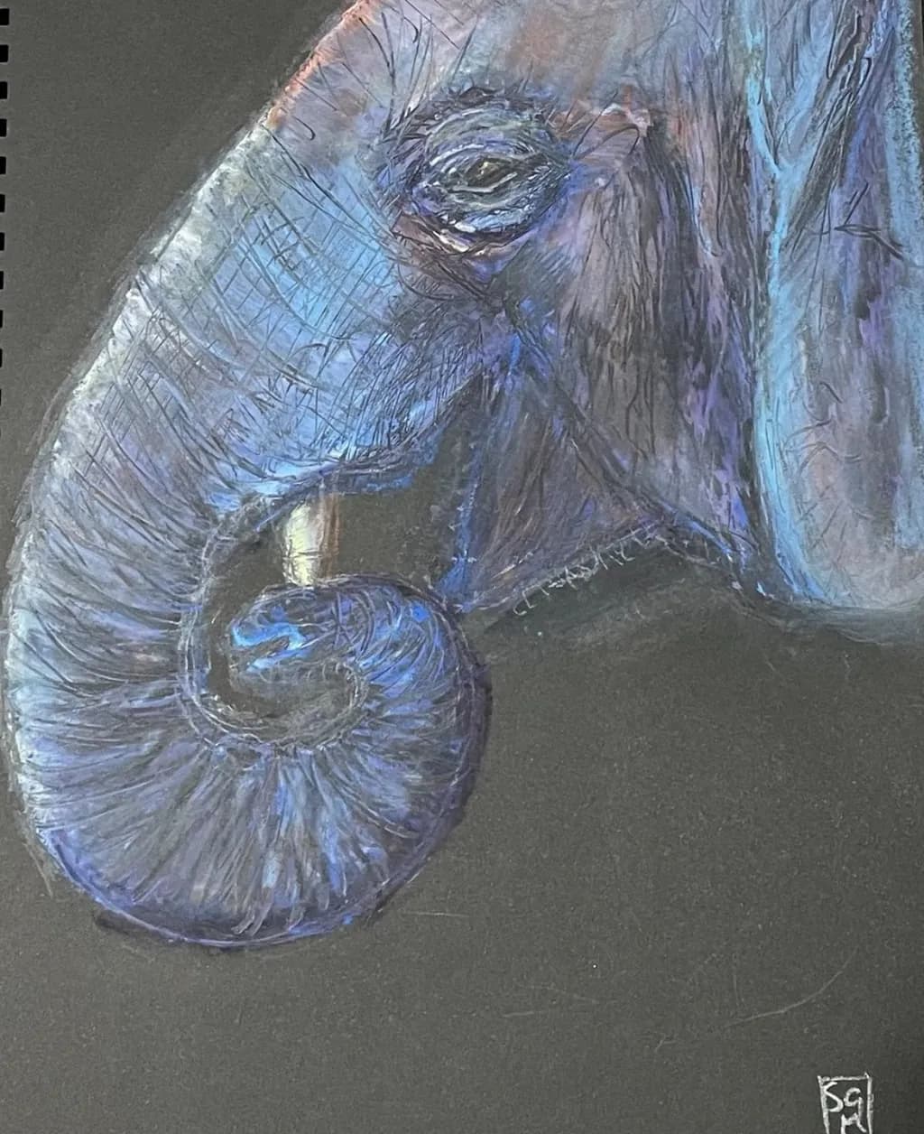 Majestic Blue Elephant: A Textured Portrait of Grace and Strength
