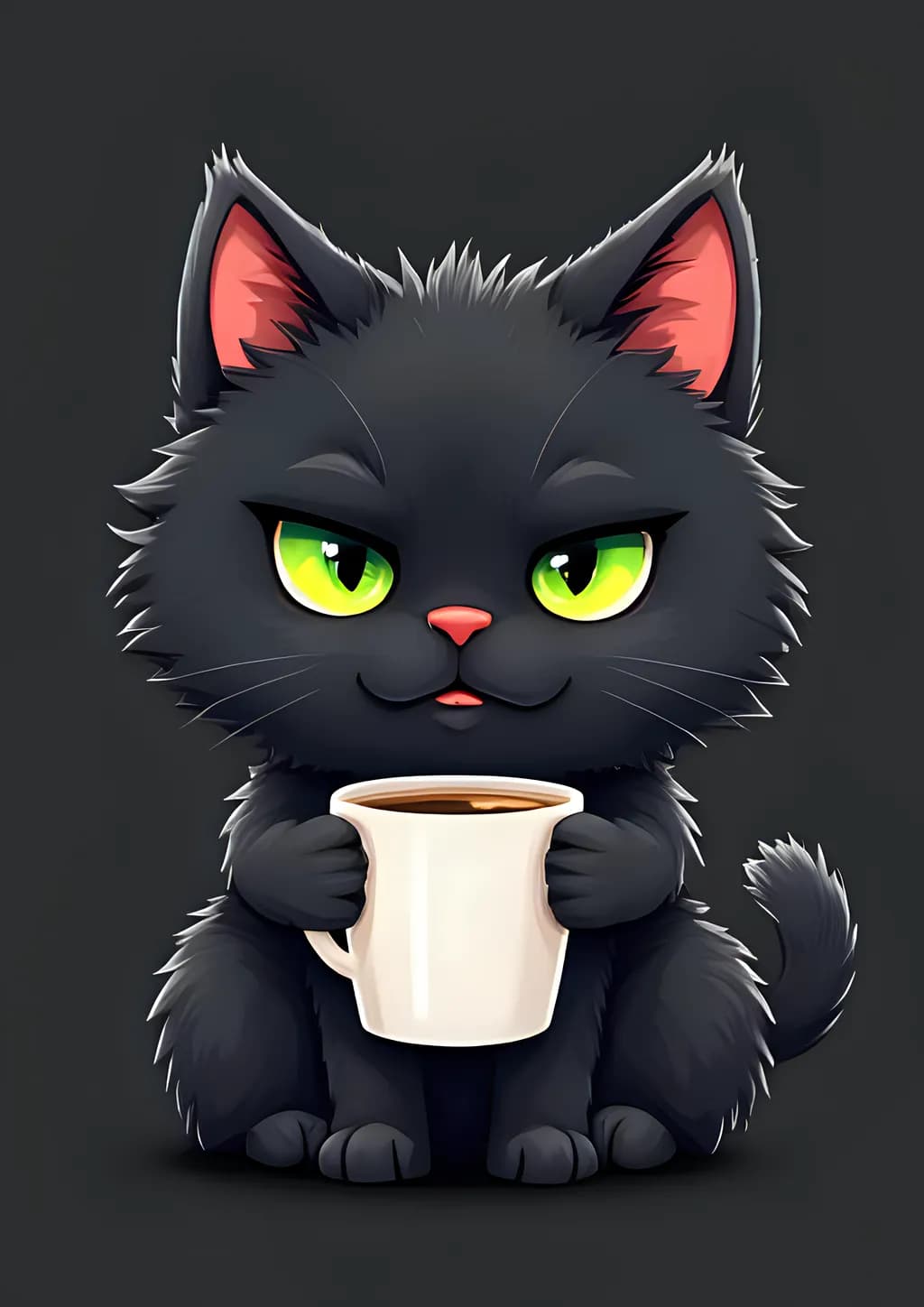 Whiskers and Warmth: The Cozy Black Cat with Coffee