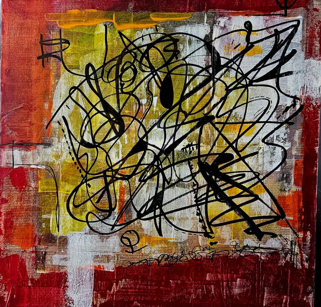 Vibrant Chaos: An Abstract Dance of Lines and Colors