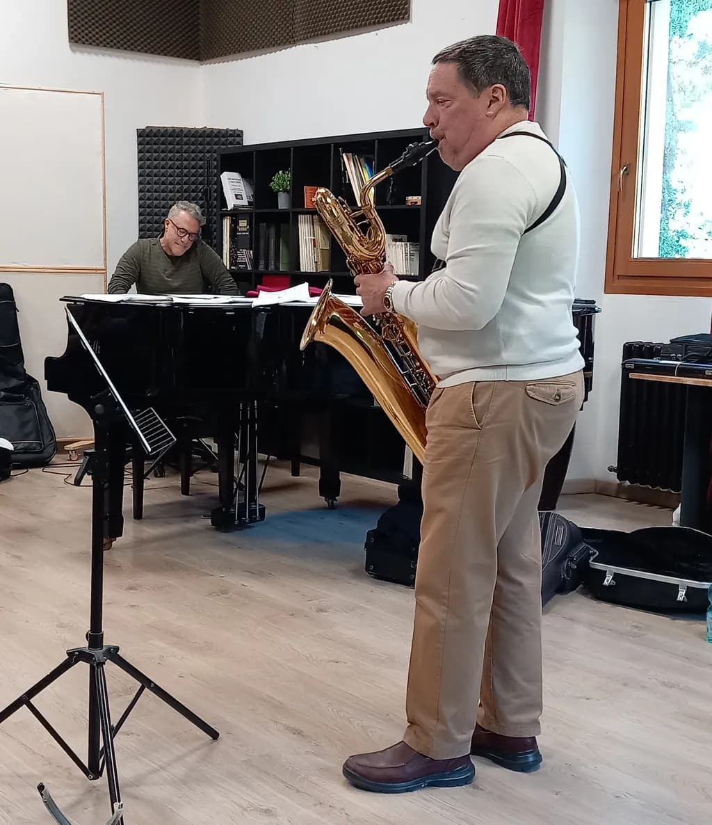 Melodies in Motion: A Saxophonist's Passion Unleashed in Rehearsal