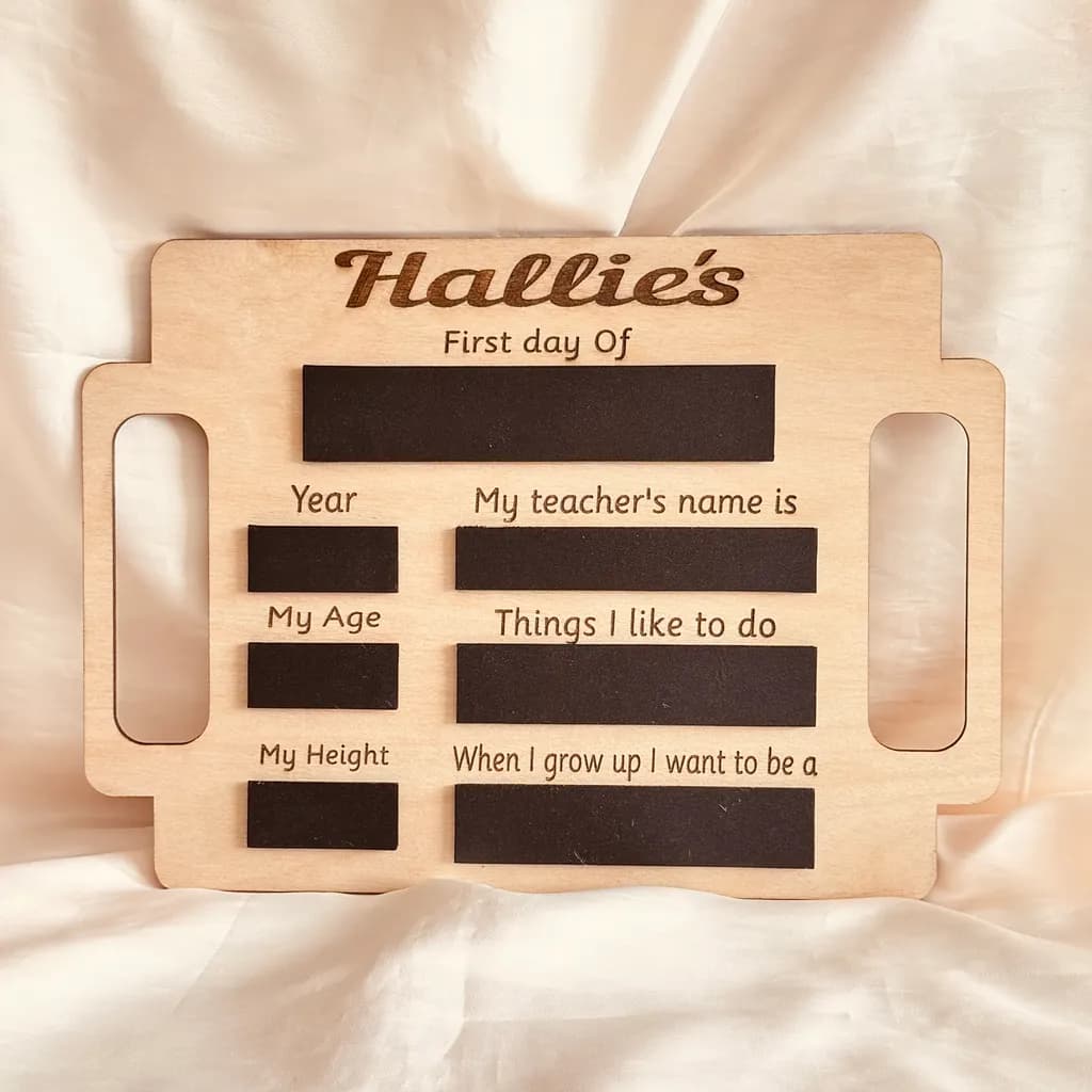 Personalized First Day of School Memory Board for Kids - Customizable Keepsake for Hallie's Milestones