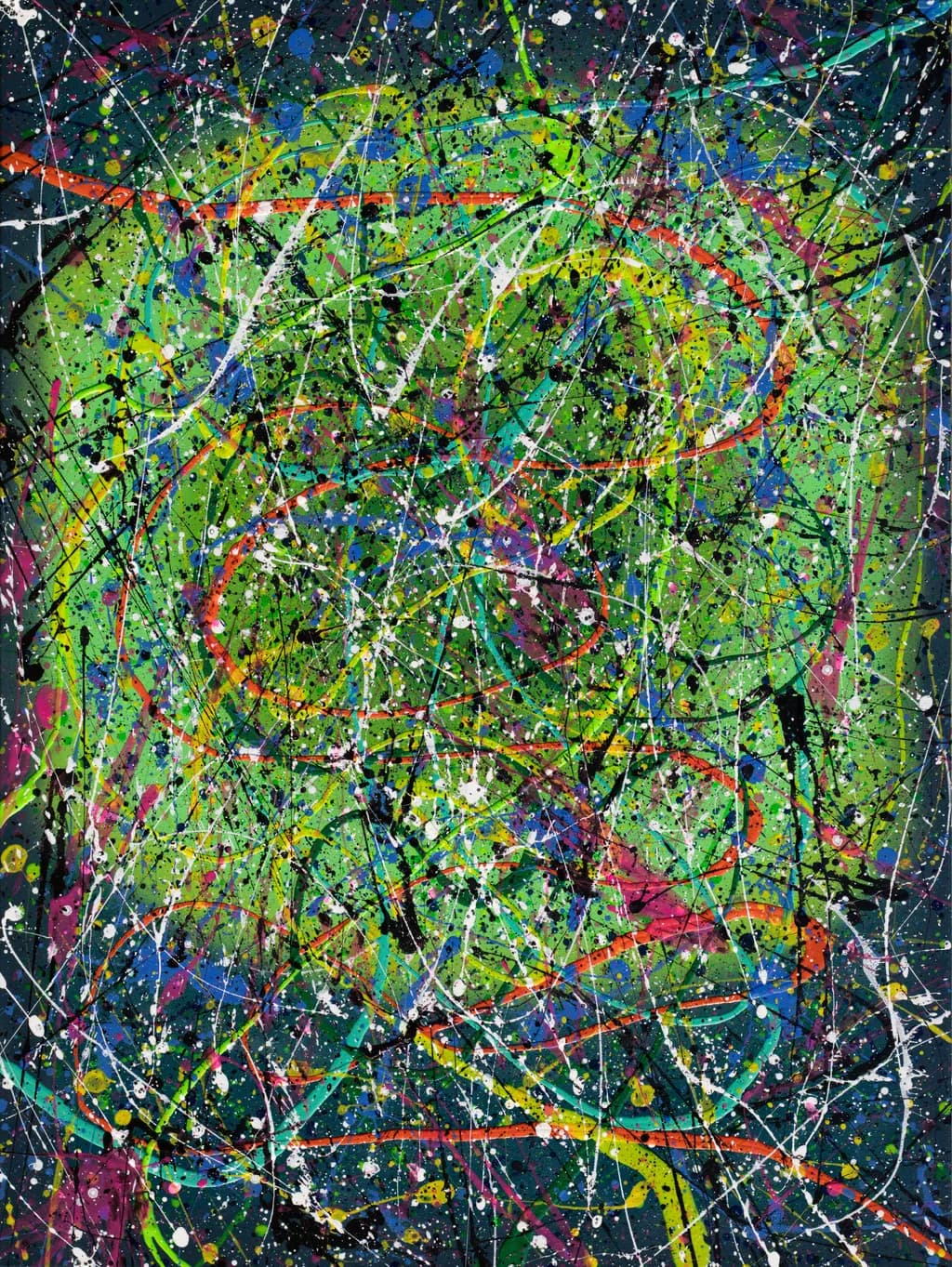Vibrant Chaos: An Energetic Dance of Color and Emotion