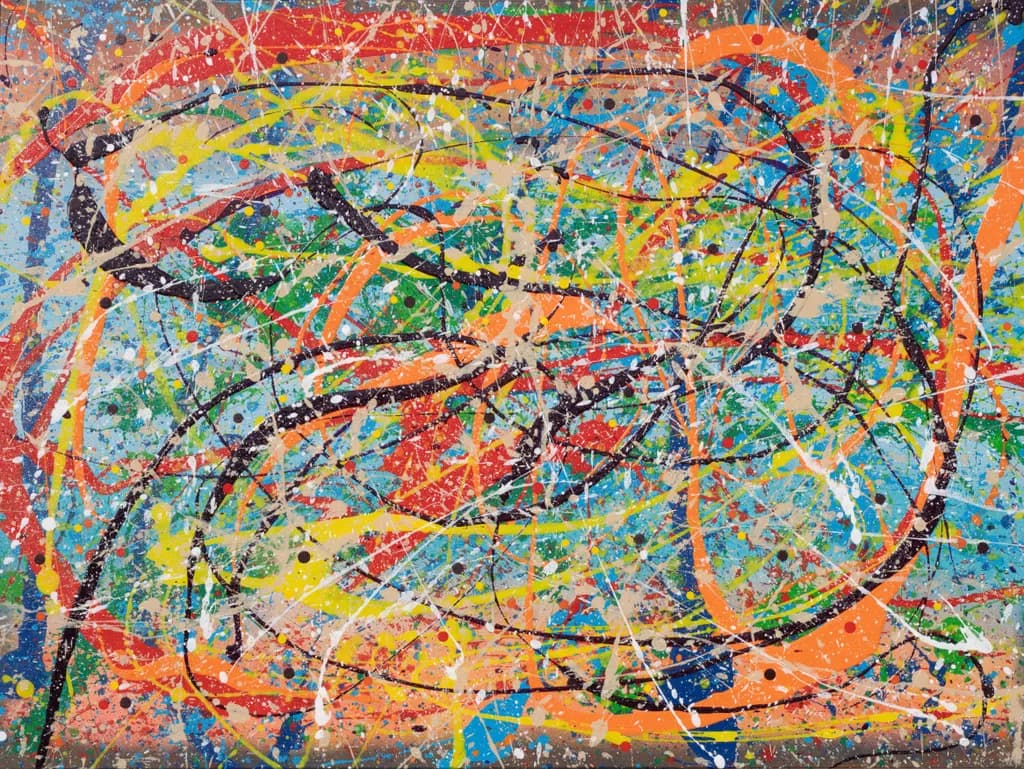 Vibrant Chaos: An Energetic Dance of Color and Emotion
