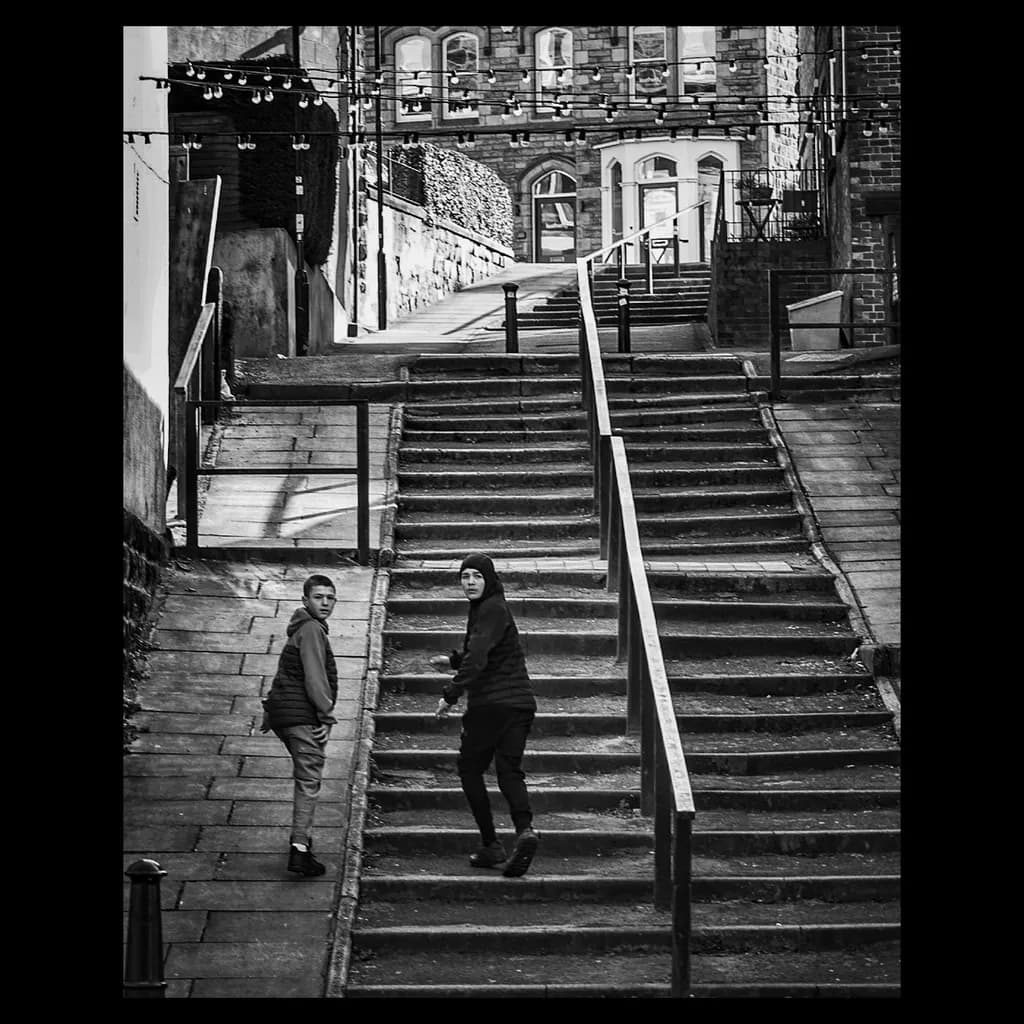 Urban Staircase Encounter