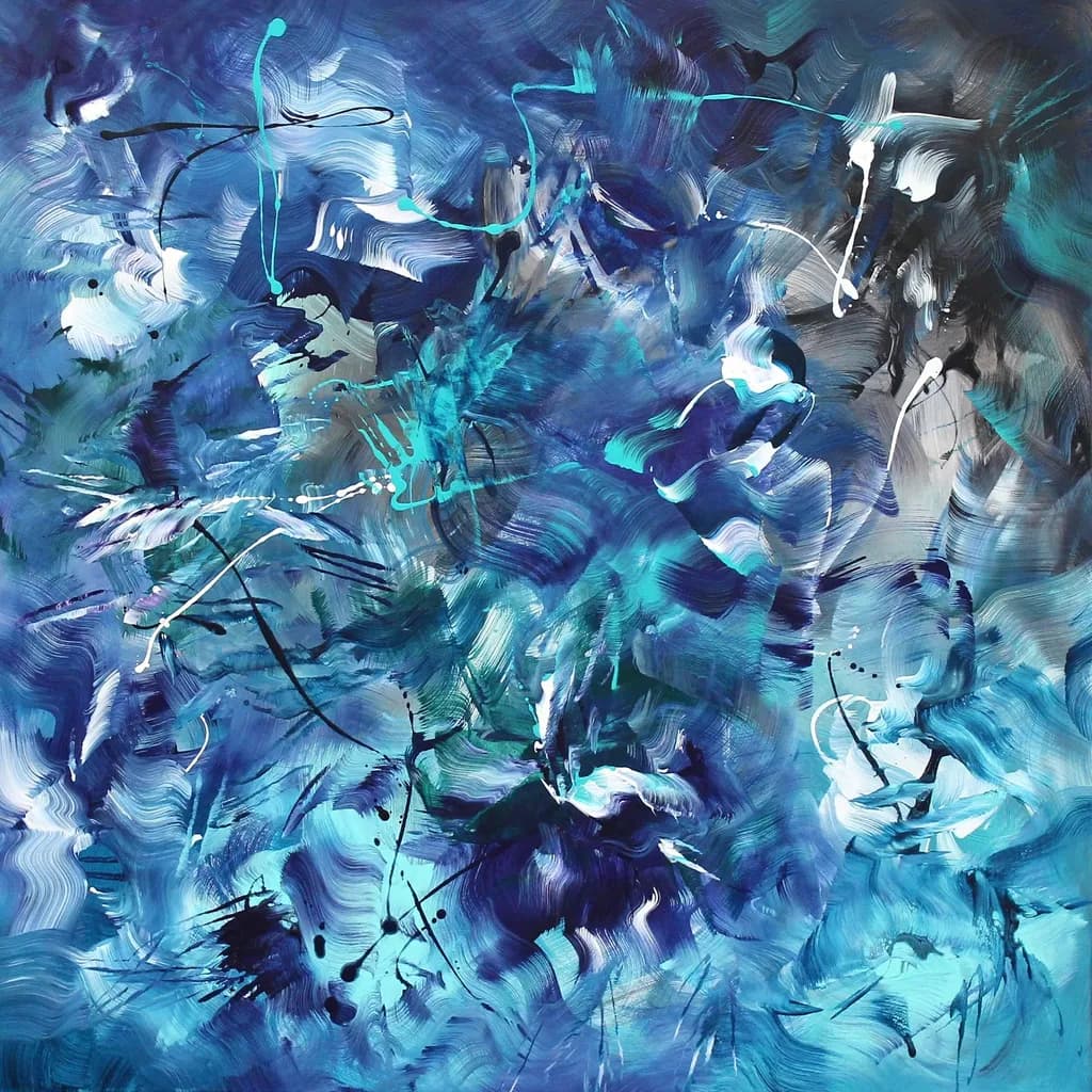 Whispers of the Ocean: A Dance of Blues and Turquoise in Abstract Harmony