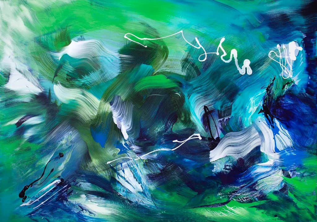Whispers of the Ocean: A Vibrant Dance of Blues and Greens