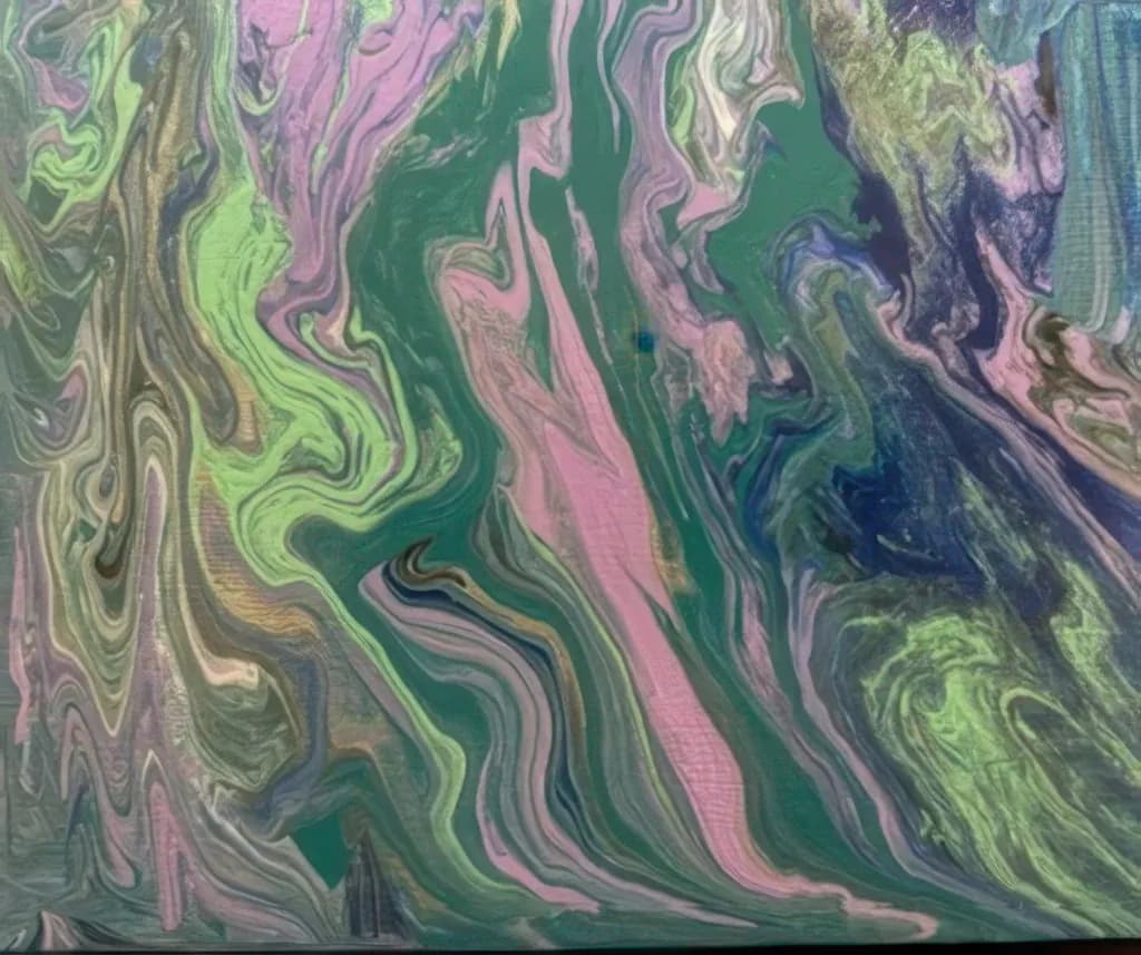 Whispers of Nature: A Fluid Dance of Green and Pink Hues