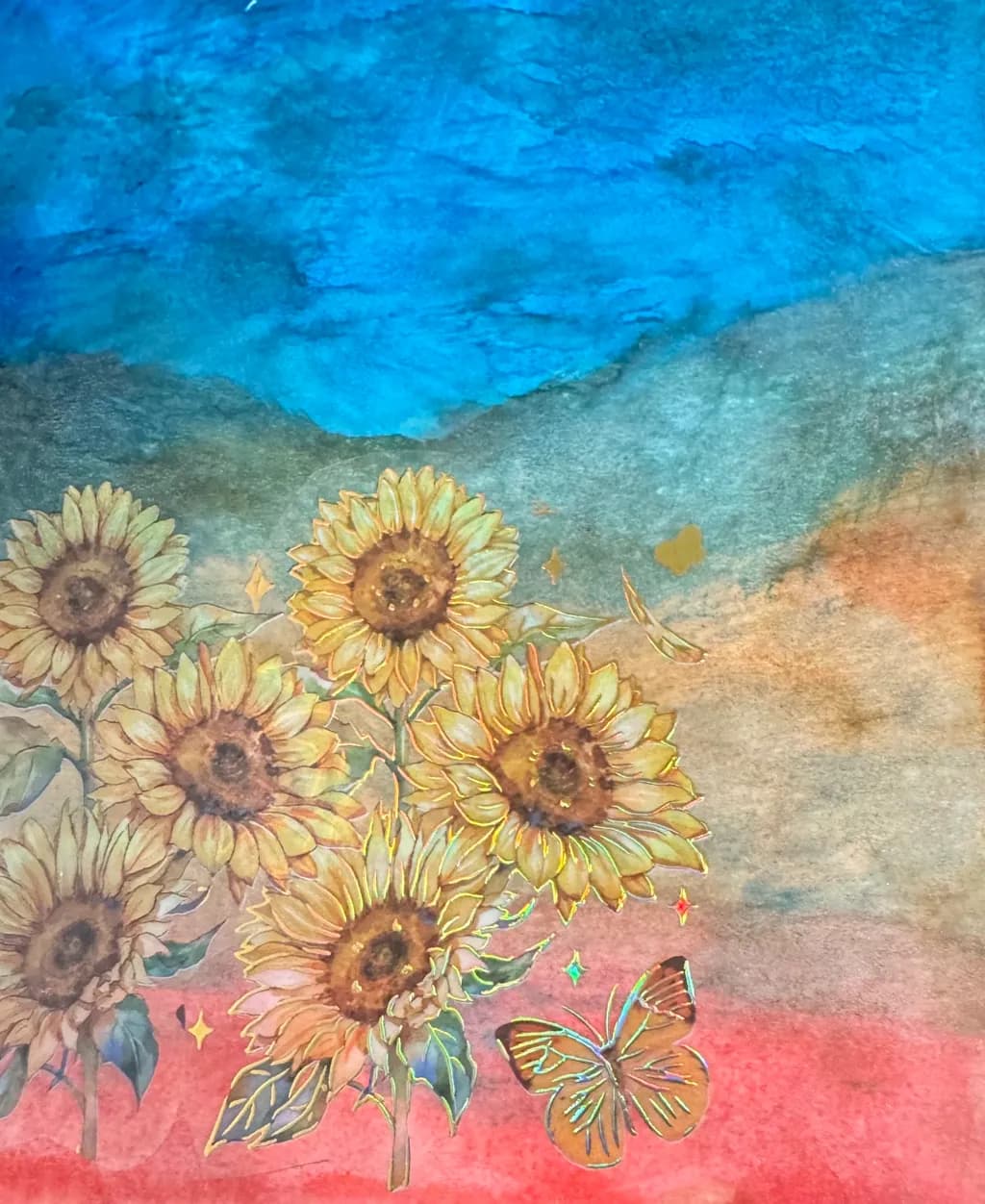 Sunlit Blooms: A Dance of Sunflowers and Butterflies in Vibrant Harmony