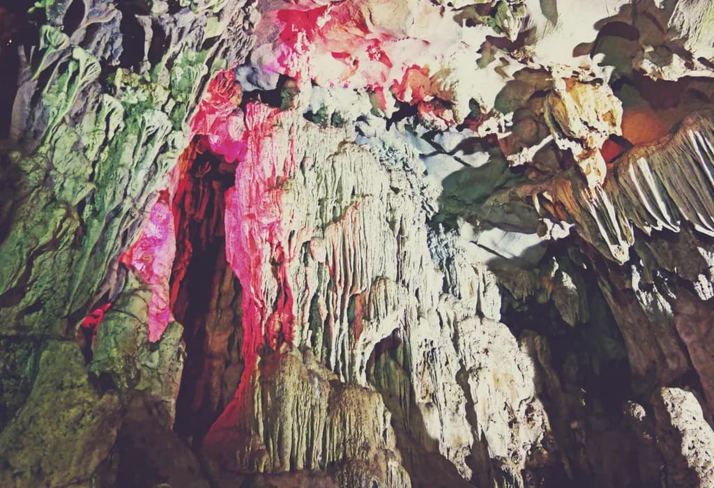 Cave Symphony: A Dance of Color and Texture in Stalactite Formations