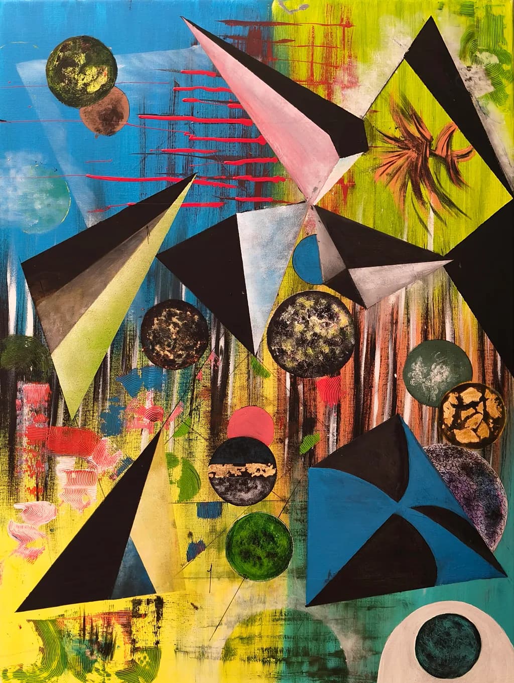 Cosmic Geometry: A Vibrant Exploration of Shapes and Colors in Abstract Space