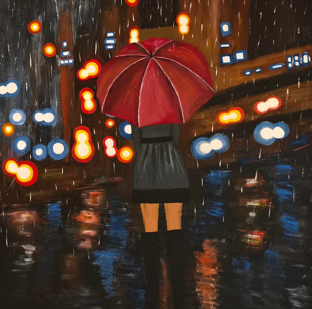 Whispers of Solitude: A Rainy Night Reflection in the City
