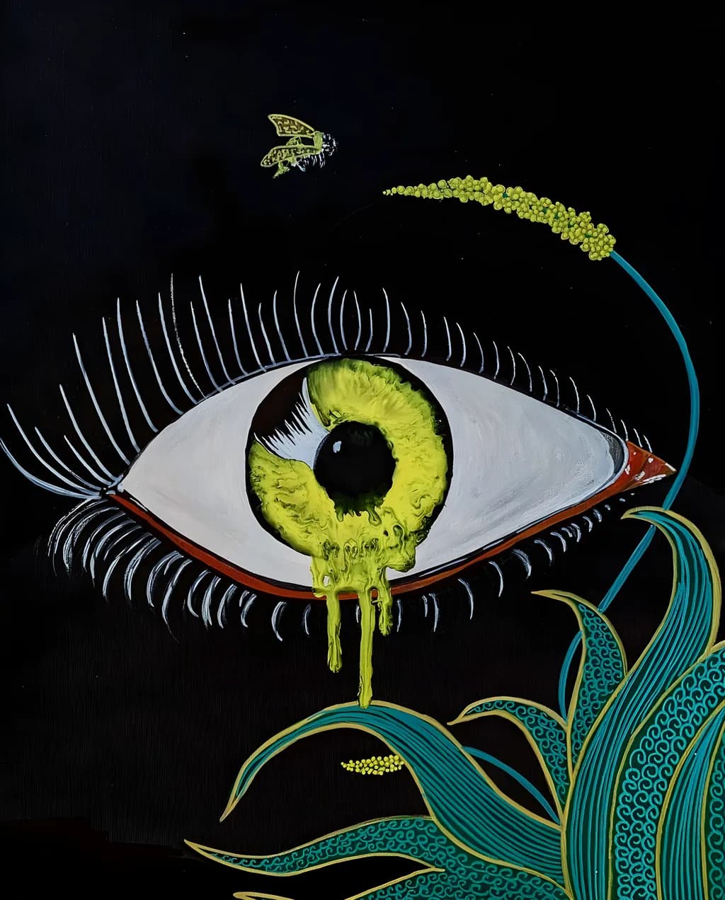 Visionary Drip: An Abstract Exploration of Nature's Eye